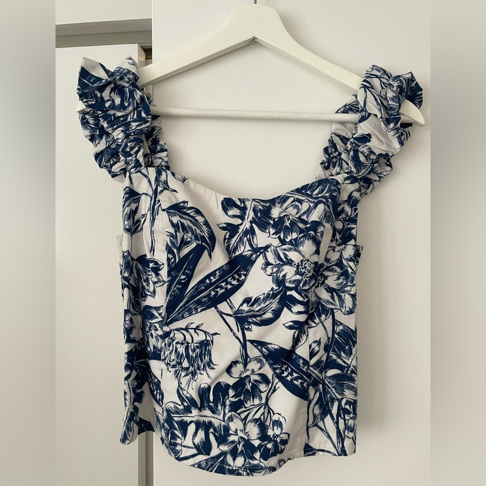 Abercrombie & Fitch Navy Floral Ruffle Strap Camisole